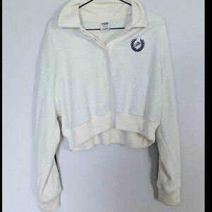 VS Pink Collared off white black striped sweater size XS